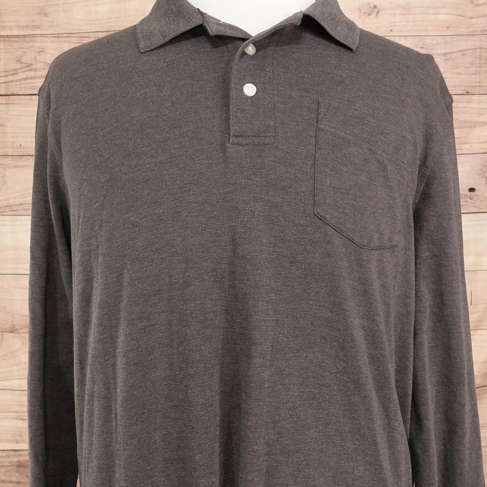 Croft & Barrow Extra Soft Polo Shirt Mens XL Gray Cotton Polyester Long Sleeve